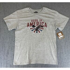 MOUNTAINAIRE Born In America Gray Bald Eagle T-shirt, Mens XL NWT
